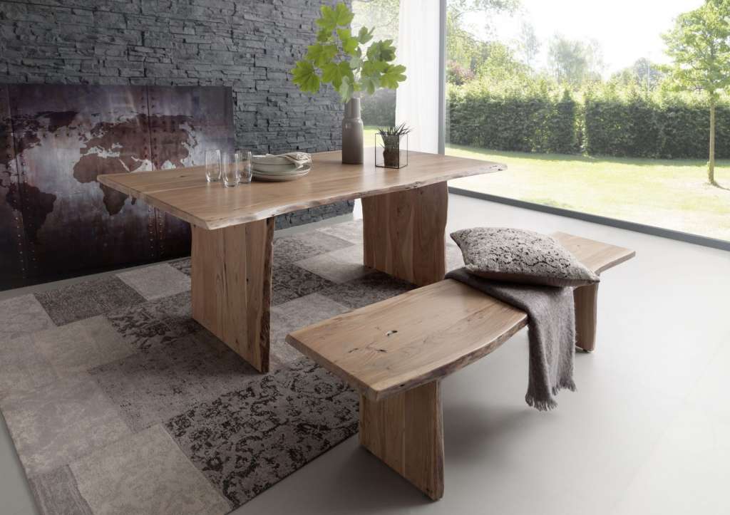 Baumtisch Akazie 220x100x76 natur lackiert LIVE EDGE #116