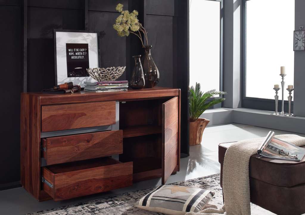 Sideboard Sheesham 127x46x77 noble unique lackiert SYDNEY #106