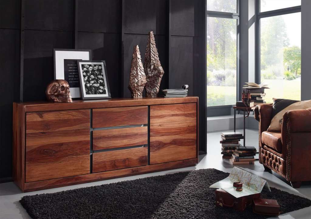 Sideboard Sheesham 187x46x77 noble unique lackiert SYDNEY #107