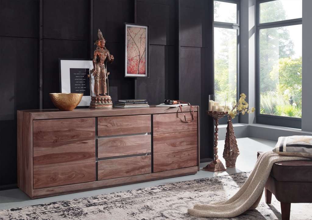 Sideboard Sheesham 187x46x77 smoked oak lackiert SYDNEY #207