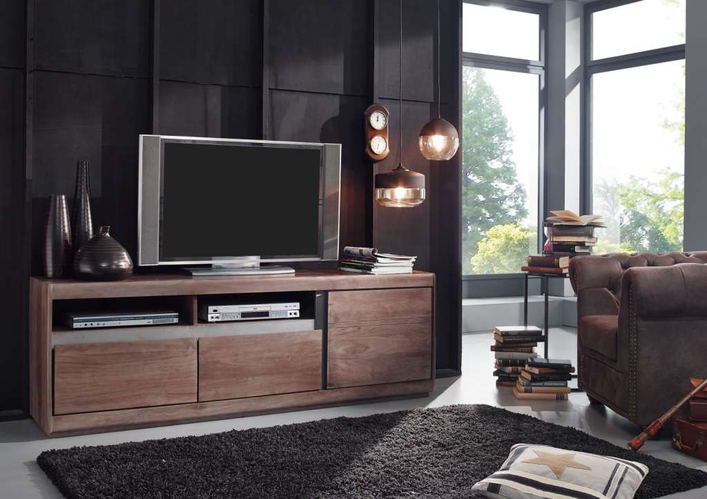 TV-Board Sheesham 180x40x60 smoked oak lackiert SYDNEY #242
