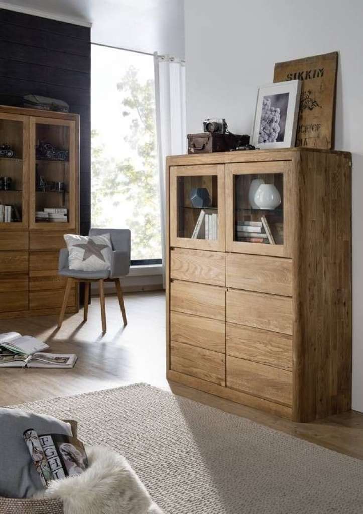 Highboard Wildeiche 111x40x139 natur geölt LINZ #102