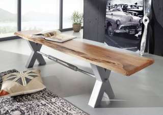 Bank Akazie 160x38x46 natur lackiert IRON LABEL #135