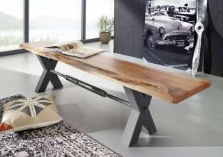 Bank Akazie 160x38x46 natur lackiert IRON LABEL #130
