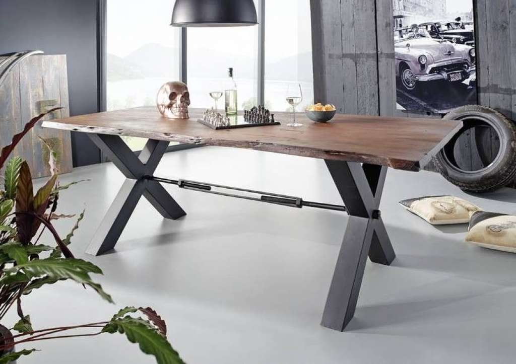 Esstisch Akazie 220x100x76 braun lackiert IRON LABEL #102