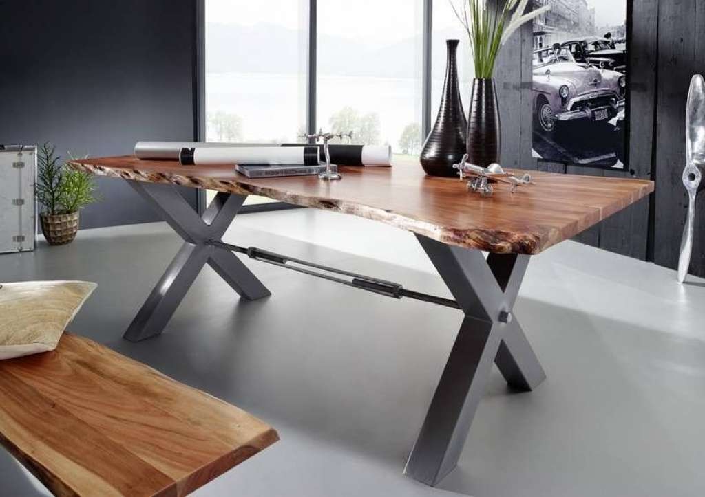 Esstisch Akazie 180x100x76 natur lackiert IRON LABEL #120