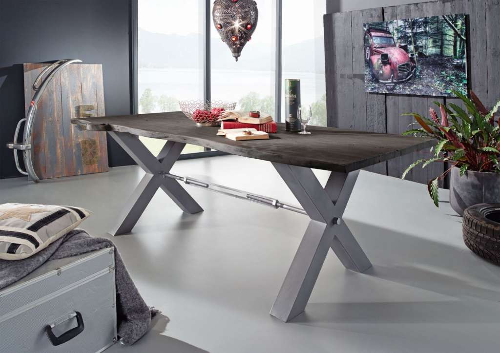 Esstisch Akazie 180x100x76 grau lackiert IRON LABEL #110