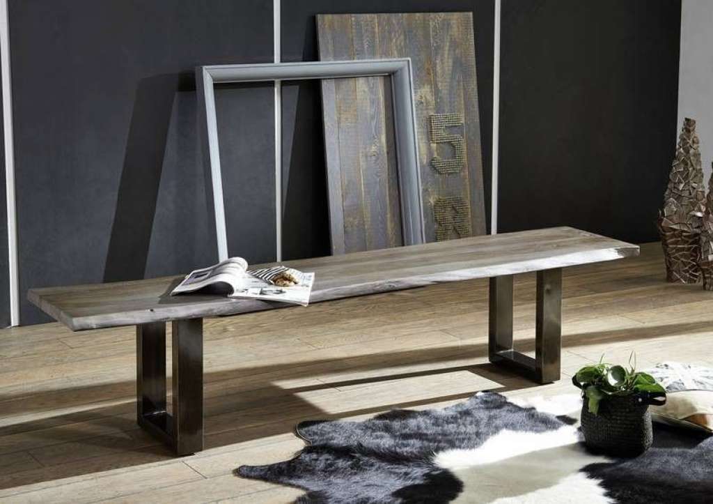 Baumbank Sheesham 200x38x45 smoked oak lackiert Plattenstärke 3,5cm SYDNEY #0311