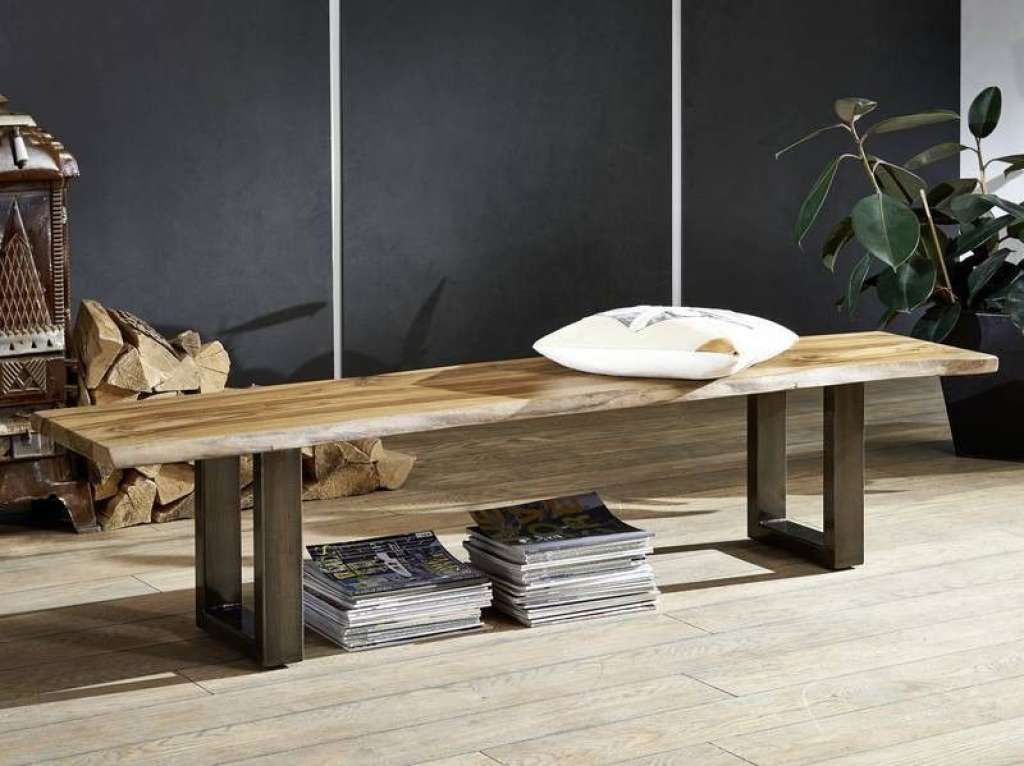 Baumbank Sheesham 200x38x45 noble unique lackiert Plattenstärke 3,5cm SYDNEY #0310