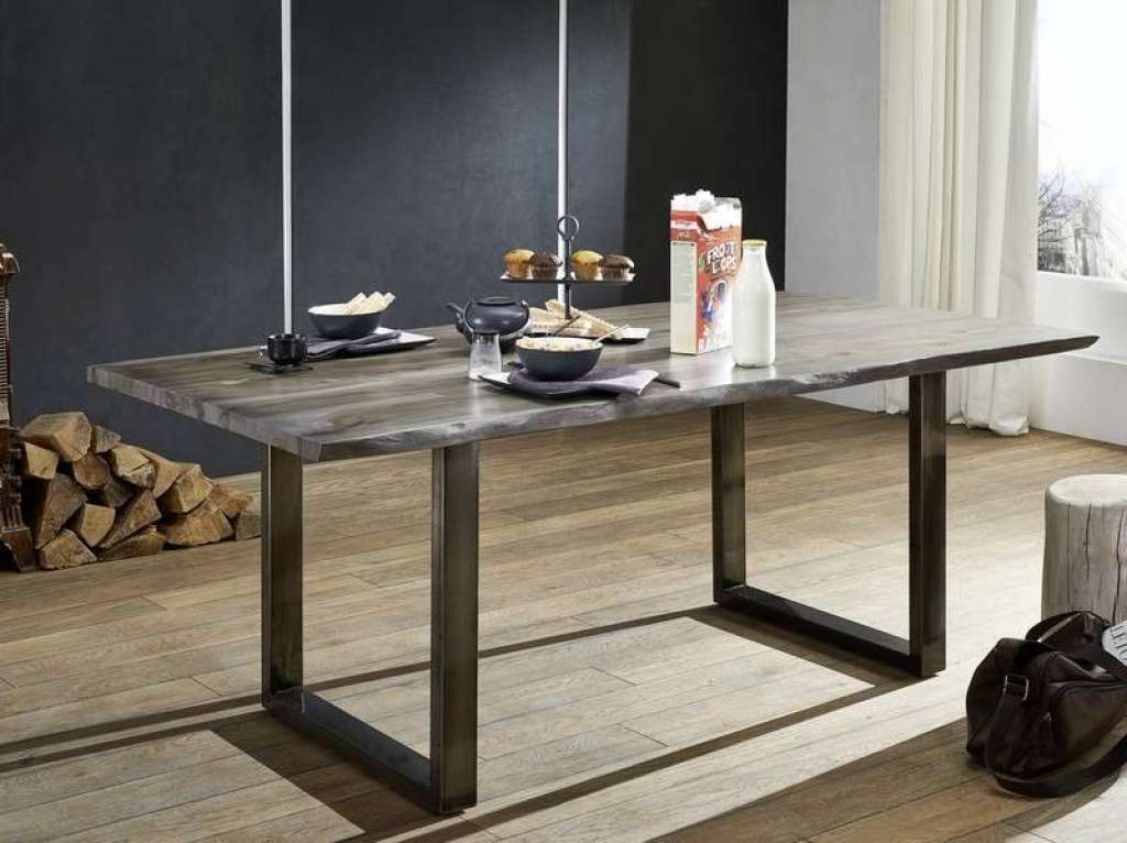 Baumtisch Sheesham 200x100x78 smoked oak lackiert Plattenstärke 3,5cm SYDNEY #0305