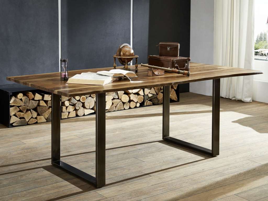 Baumtisch Sheesham 200x100x78 noble unique lackiert Plattenstärke 2,5cm SYDNEY #0104