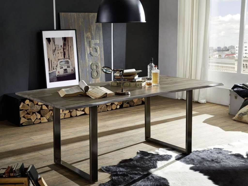 Baumtisch Sheesham 180x90x78 smoked oak lackiert Plattenstärke 2,5cm SYDNEY #0103