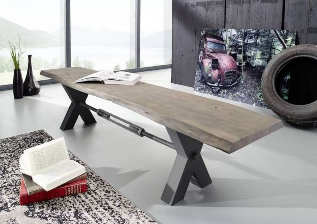 Bank Akazie 180x38x46 grau lackiert IRON LABEL #146