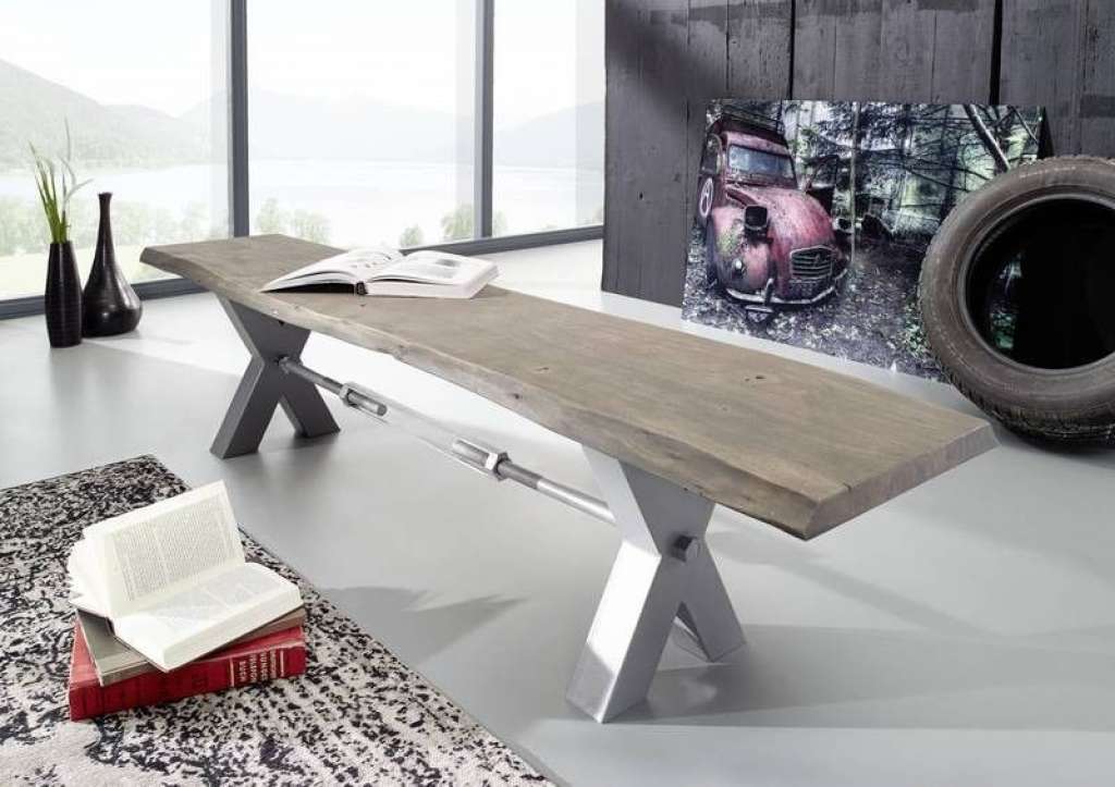 Bank Akazie 180x38x46 grau lackiert IRON LABEL #141