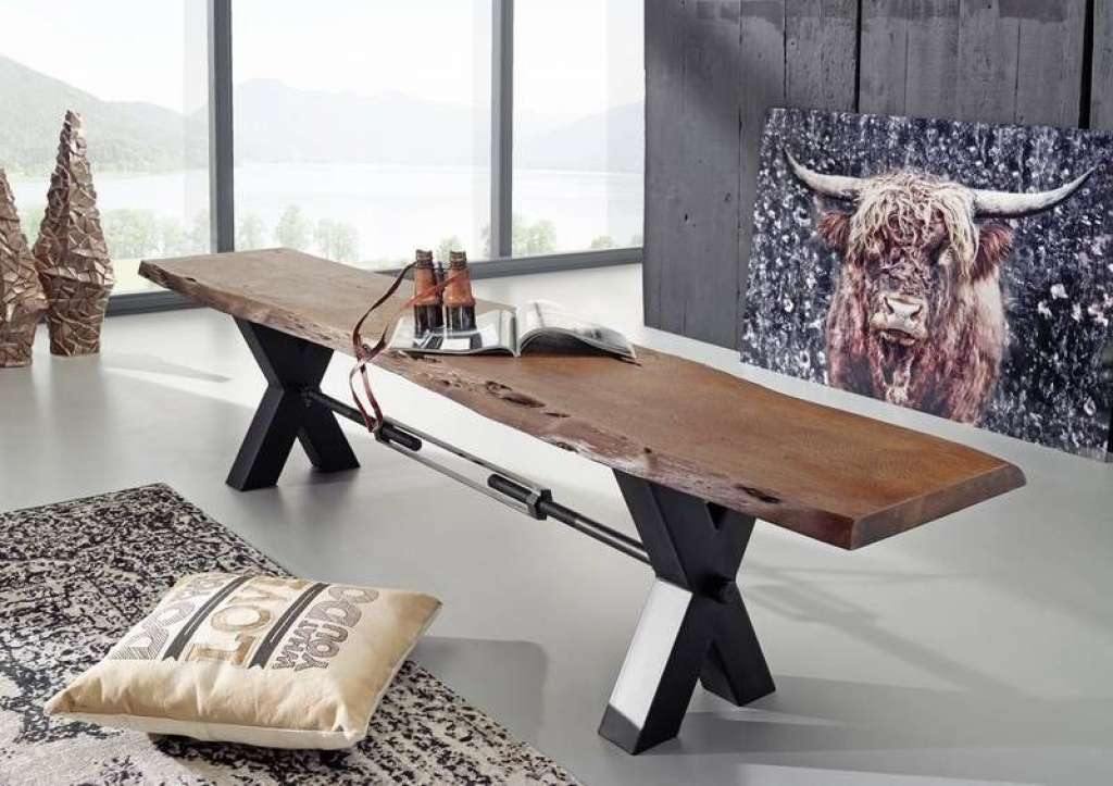 Bank Akazie 160x38x46 braun lackiert IRON LABEL #155