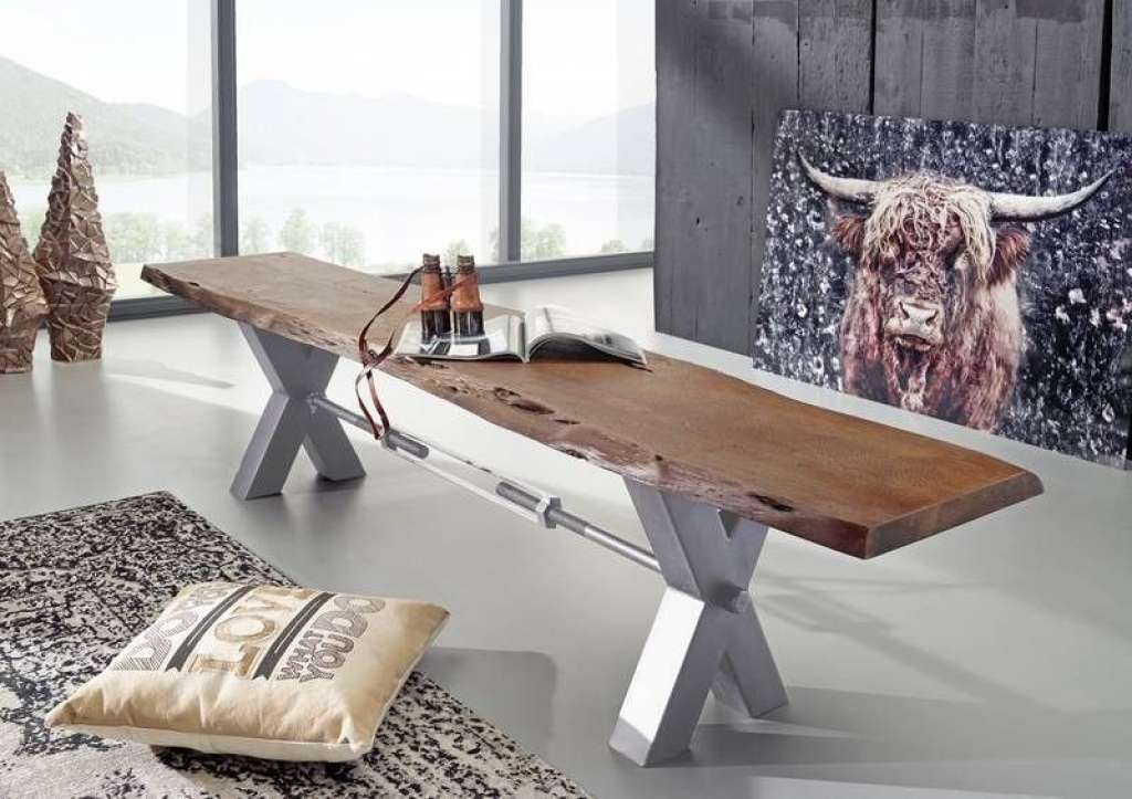 Bank Akazie 160x38x46 braun lackiert IRON LABEL #150
