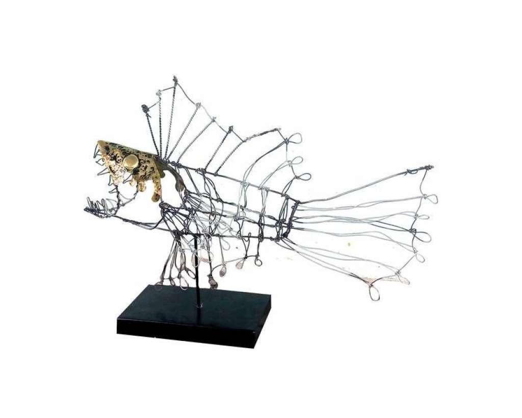 Skulptur Fisch 56x18x50 natur DEKO #007