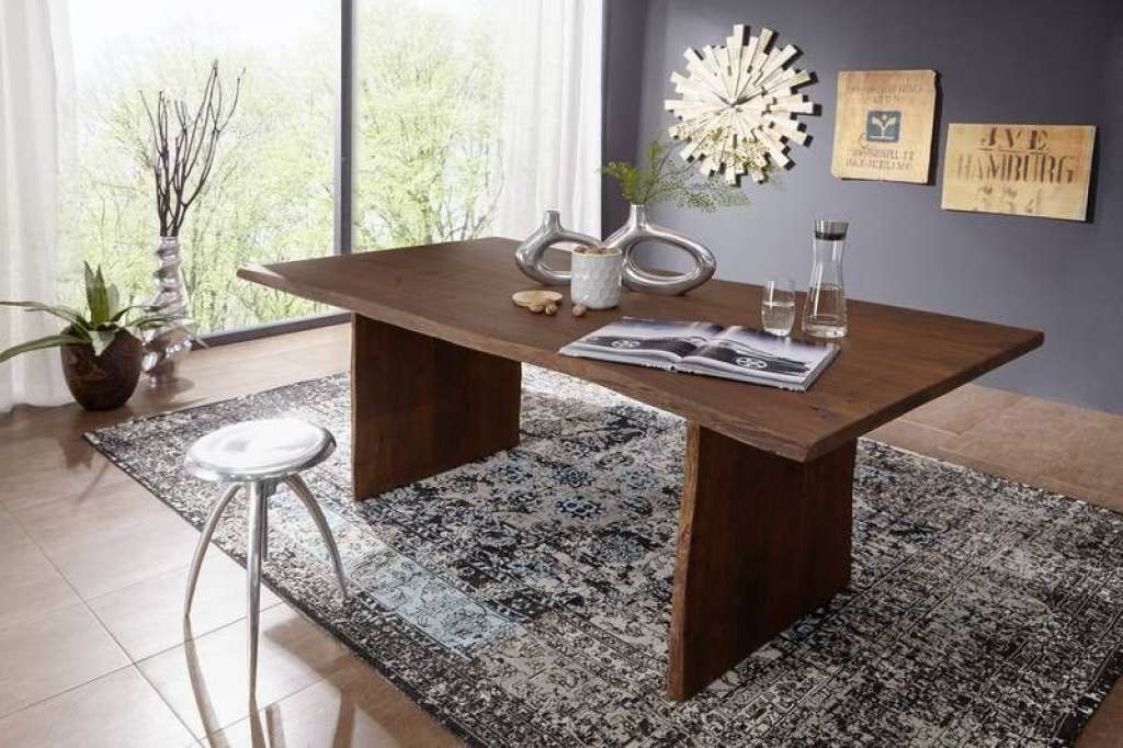 Baumtisch Akazie 180x100x76 braun lackiert LIVE EDGE #214