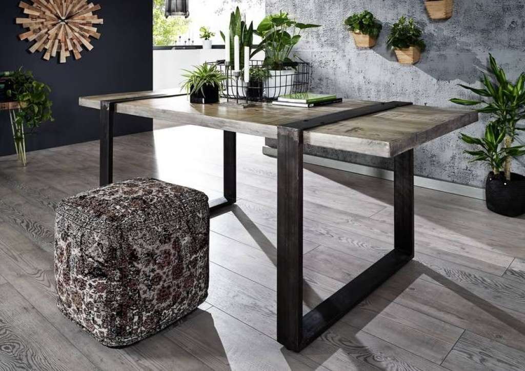 Esstisch Mango 190x90x76 grau lackiert HEAVY INDUSTRY #104