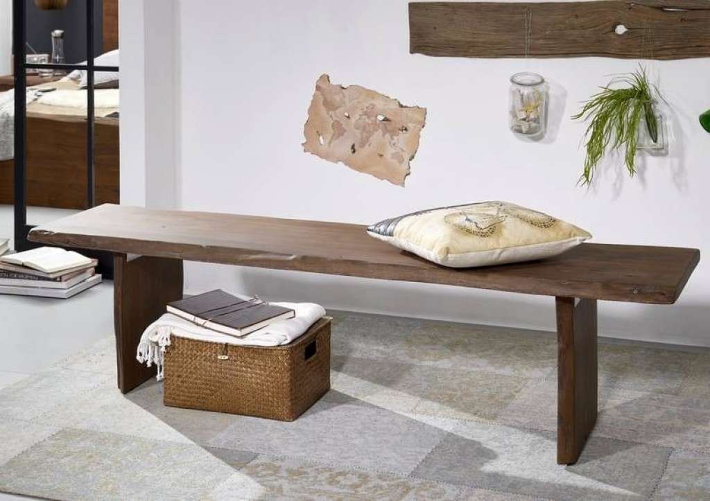 Baumbank Akazie 160x38x45 braun lackiert LIVE EDGE #217