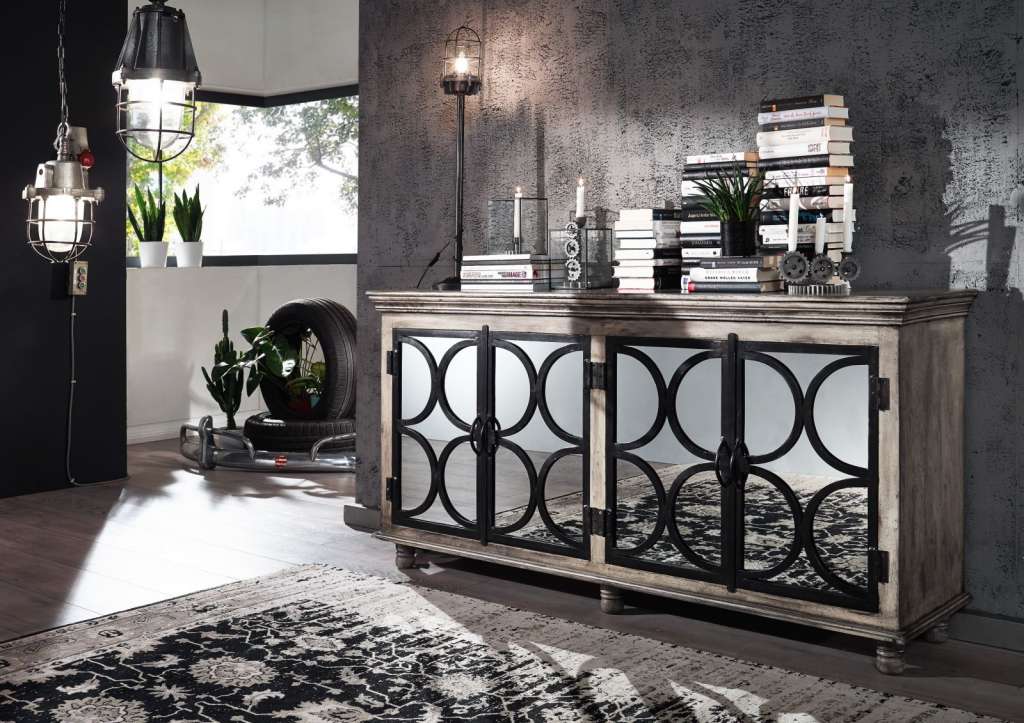 Sideboard Mango 183x46x92 grau lackiert HEAVY INDUSTRY #116