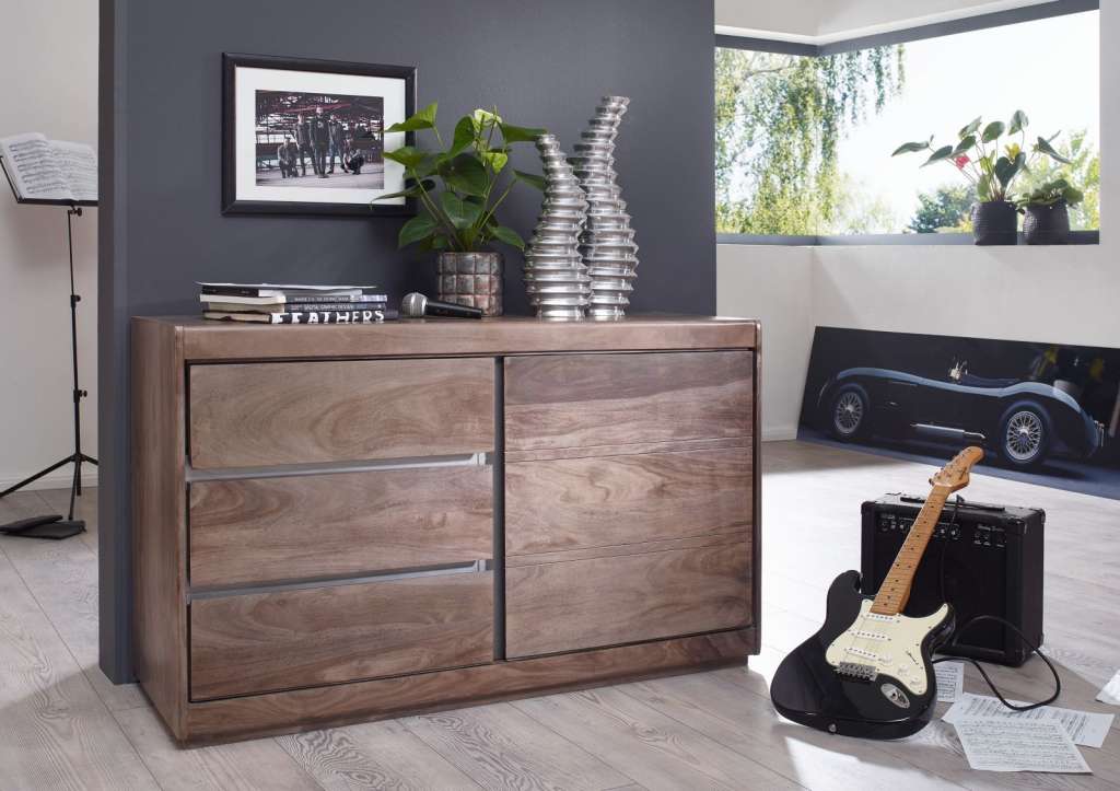 Sideboard Sheesham 127x46x77 smoked oak lackiert SYDNEY #206
