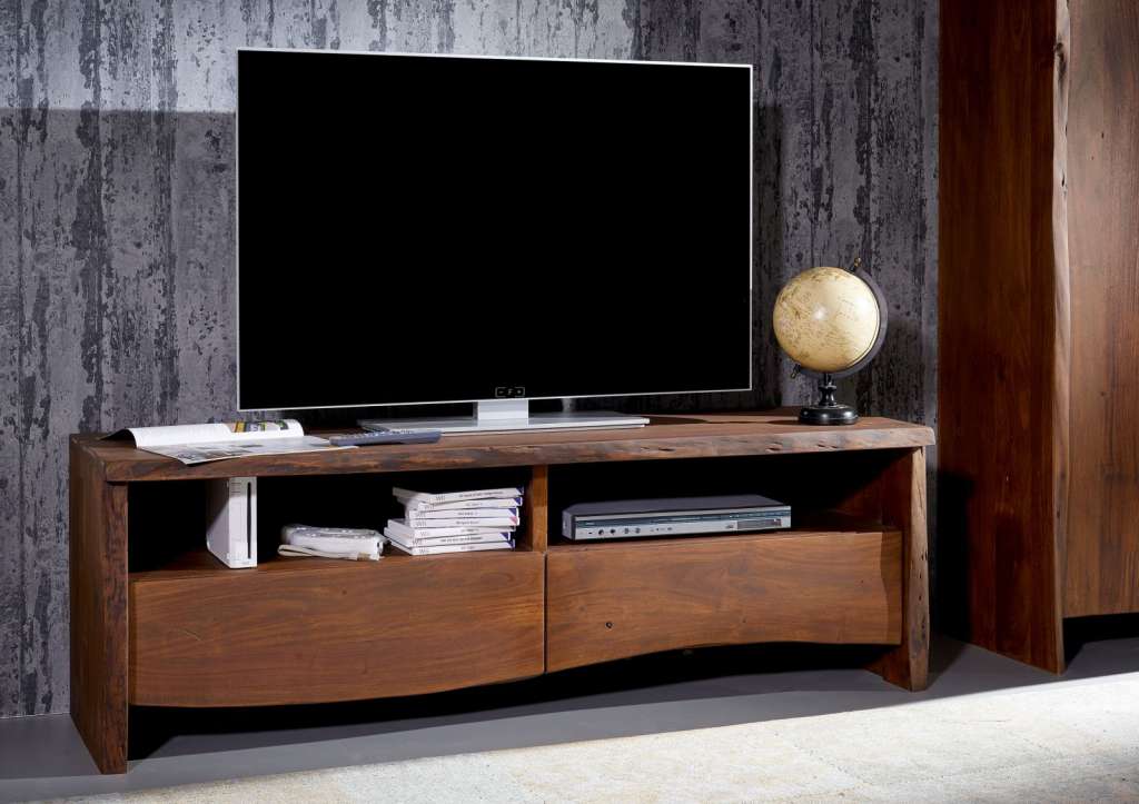 TV-Board Akazie 151x45x50 braun lackiert LIVE EDGE #208
