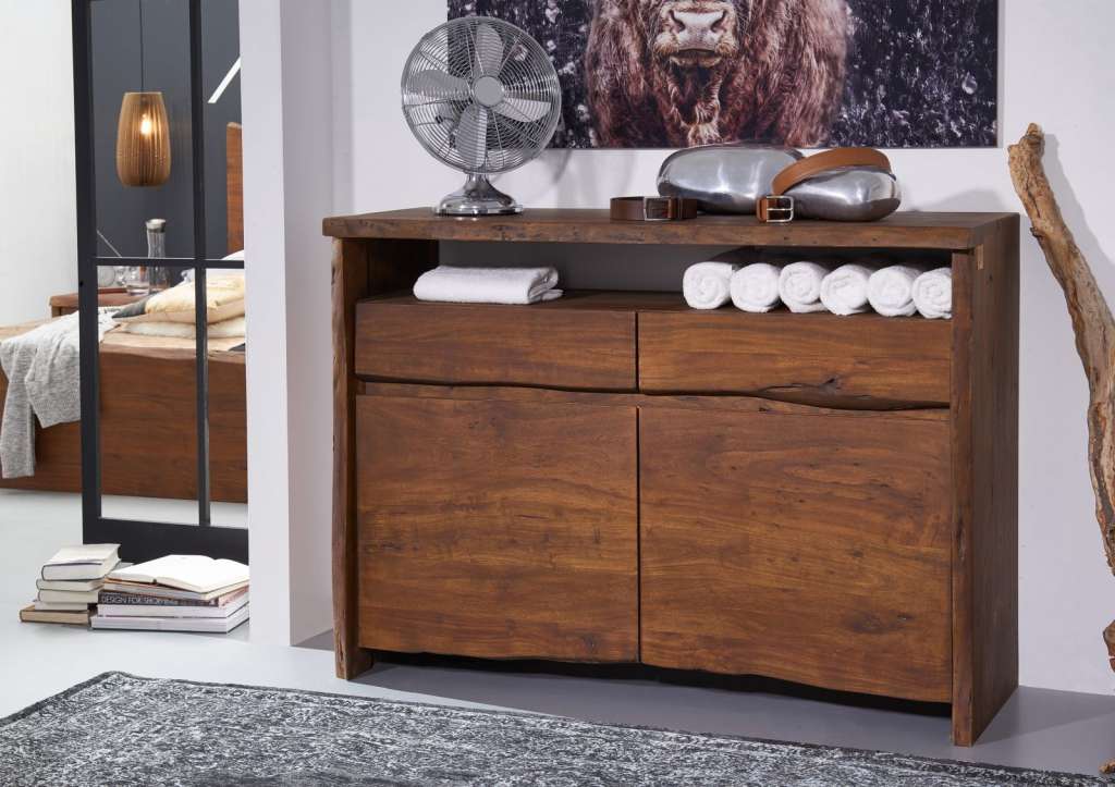 Sideboard Akazie 131x45x96 braun lackiert LIVE EDGE #203