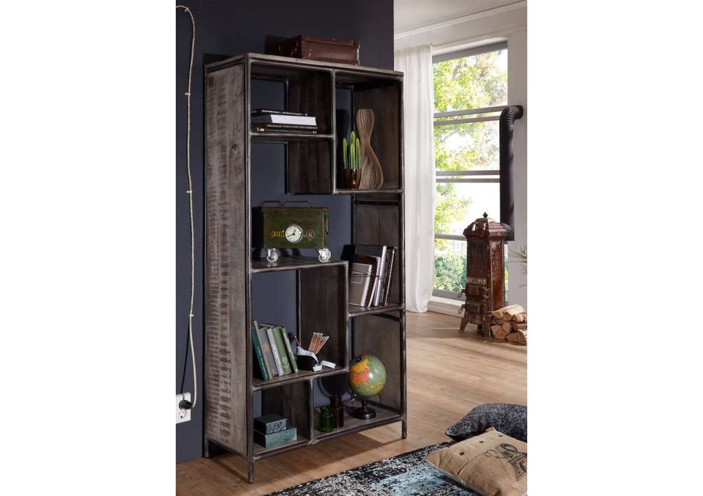 Regal Mango 90x40x180 grau lackiert HEAVY INDUSTRY #107