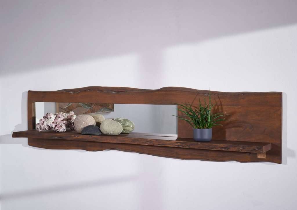 Wandregal Akazie 191x22x38 braun lackiert LIVE EDGE #204