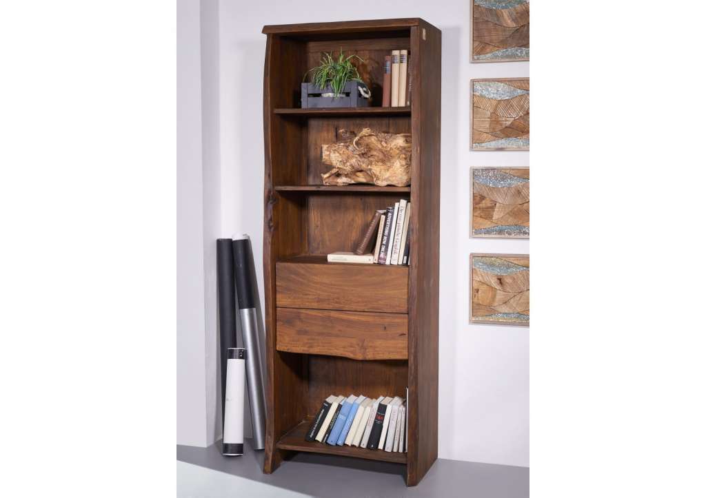 Regal Akazie 71x45x204 braun lackiert LIVE EDGE #211