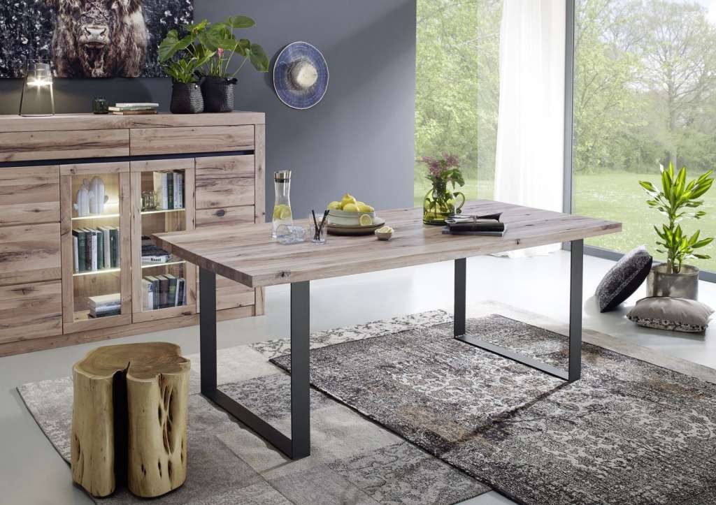 Esstisch Wildeiche 160x90x76 bianco geölt MONTREUX #213