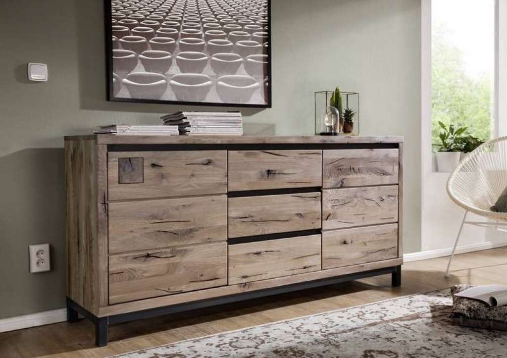 Sideboard Wildeiche 175x45x85 bianco geölt VILLANDERS #209