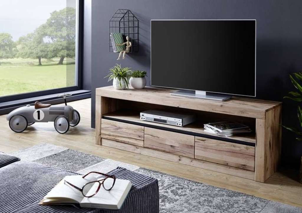 TV-Board Wildeiche 165x42x55 bianco geölt MONTREUX #204