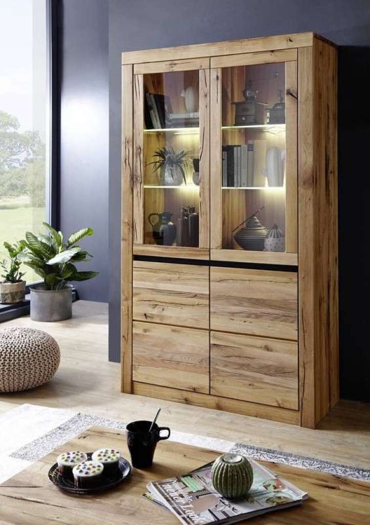 Vitrine Wildeiche 105x42x190 natur geölt MONTREUX #101