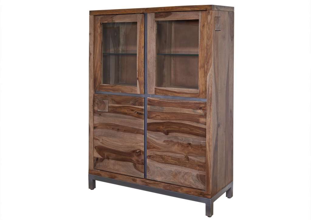 Highboard Sheesham / Akazie 103x40x148 gebeizt LE HAVRE #02