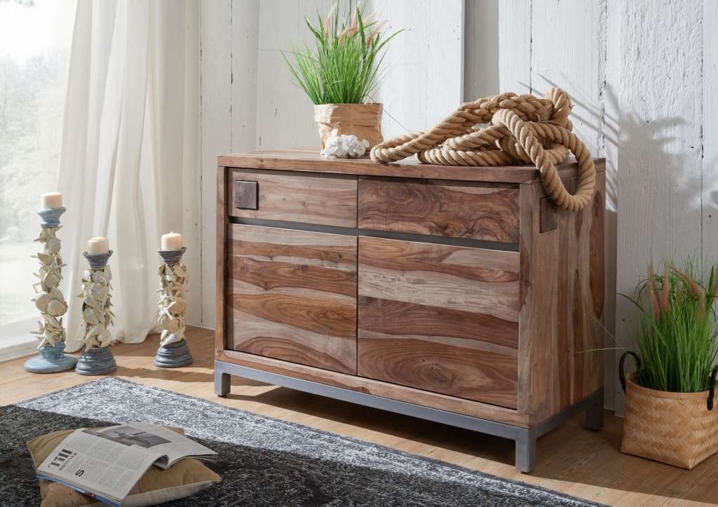 Sideboard Sheesham / Akazie 120x45x85 gebeizt LE HAVRE #12