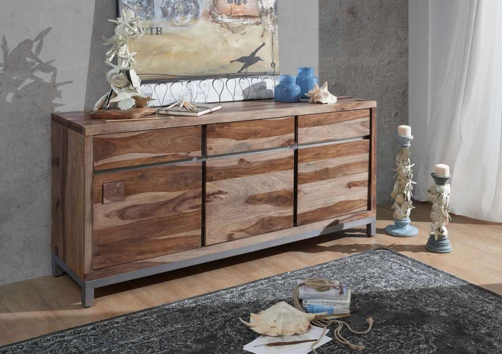 Sideboard Sheesham / Akazie 175x45x85 gebeizt LE HAVRE #09