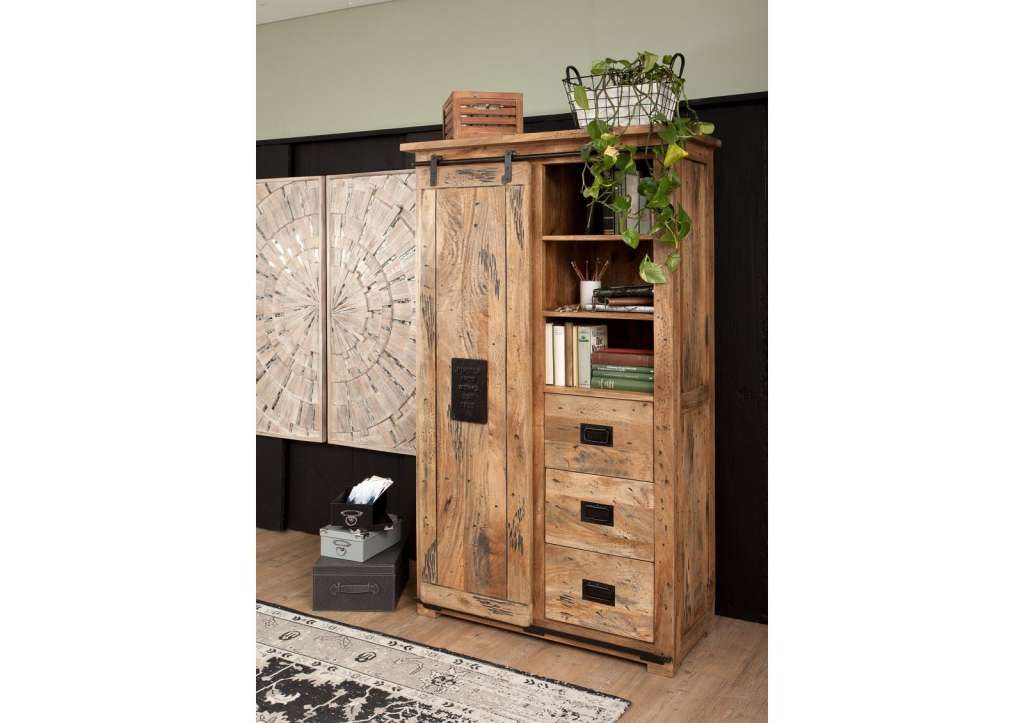 Schrank Mango 100x45x175 natur lackiert RAILWAY #114