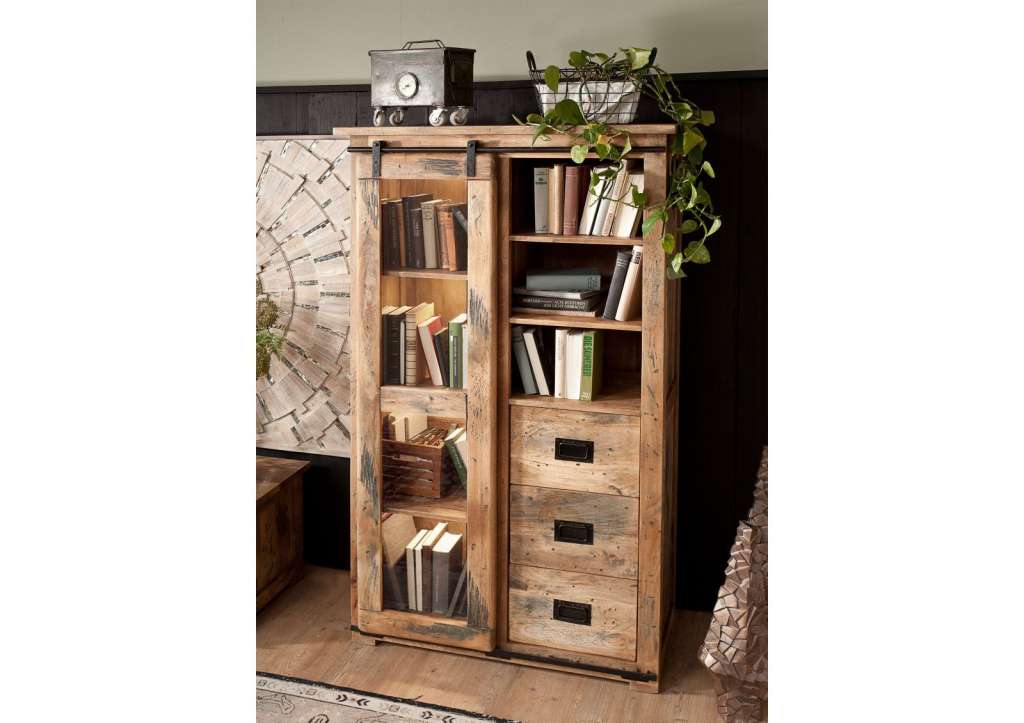 Vitrine Mango 100x45x175 natur lackiert RAILWAY #126