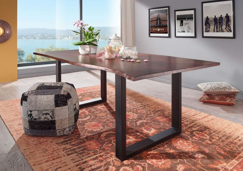 Baumtisch Akazie 220x100x76 braun Beine dark grey FREEFORM 3
