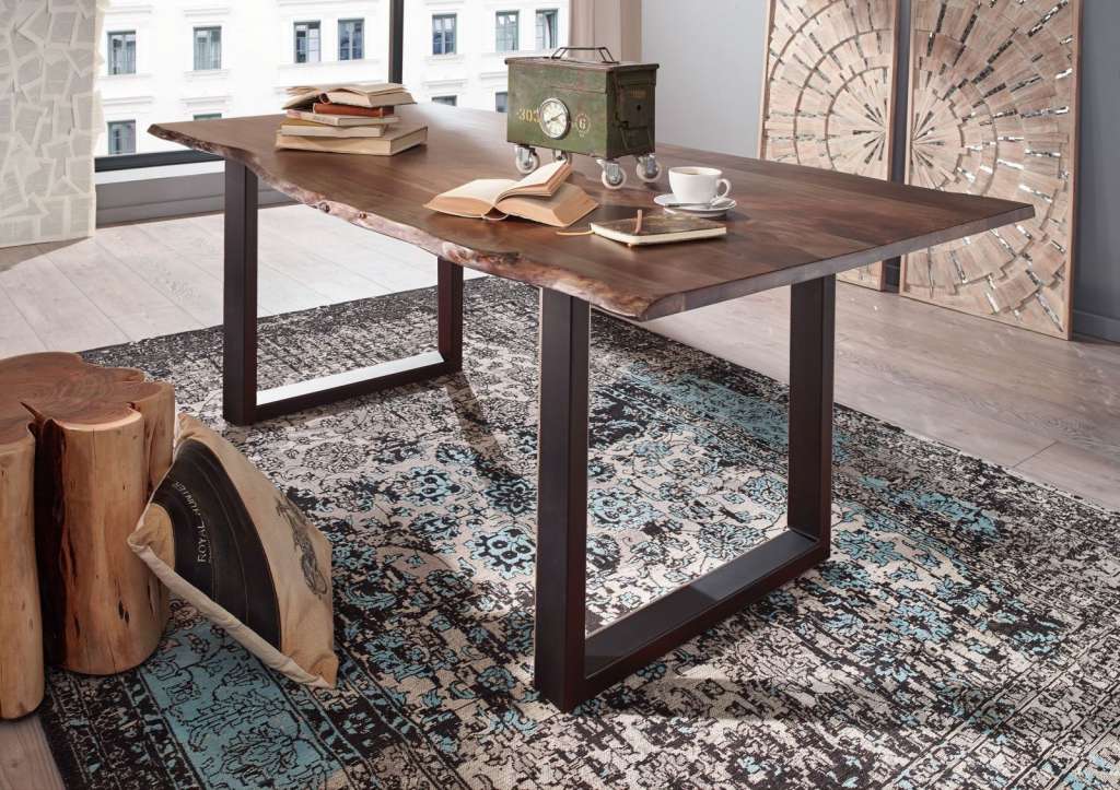 Baumtisch Akazie 200x100x76 grau Beine dark grey FREEFORM 3