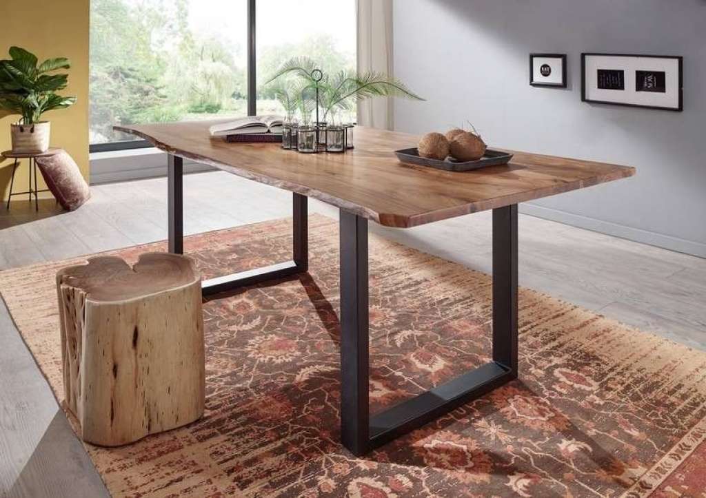 Baumtisch Akazie 200x100x76 natur Beine dark grey FREEFORM 3