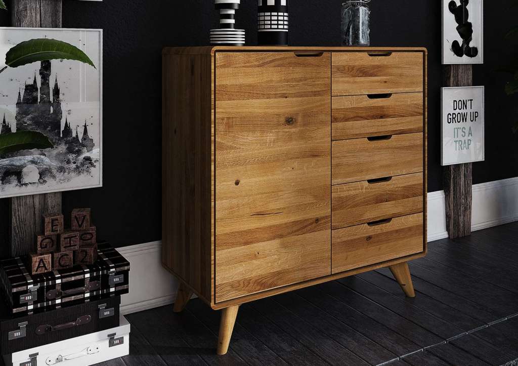 Kommode Wildeiche 90x40x92 natur geölt MALMÖ #22