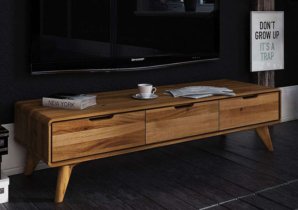 TV-Board Wildeiche 134x40x33 natur geölt MALMÖ #25