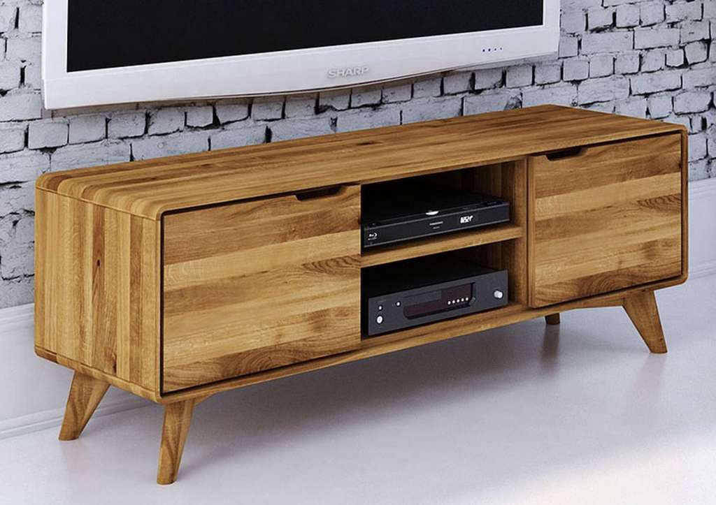 TV-Board Wildeiche 134x40x48 natur geölt MALMÖ #33