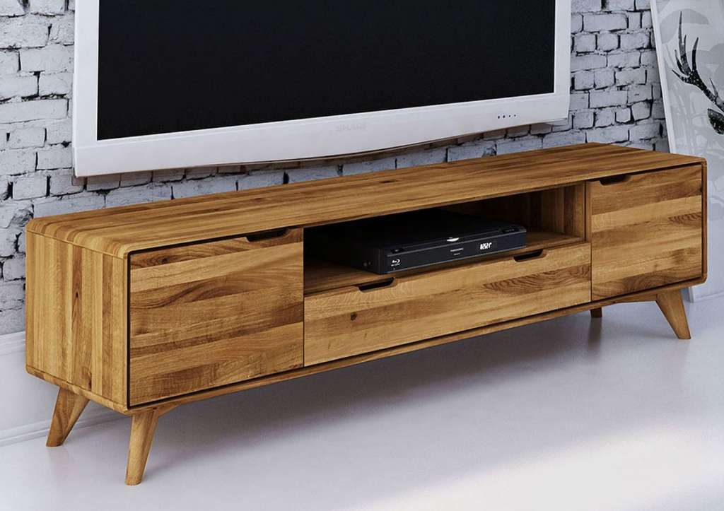 TV-Board Wildeiche 180x40x48 natur geölt MALMÖ #35