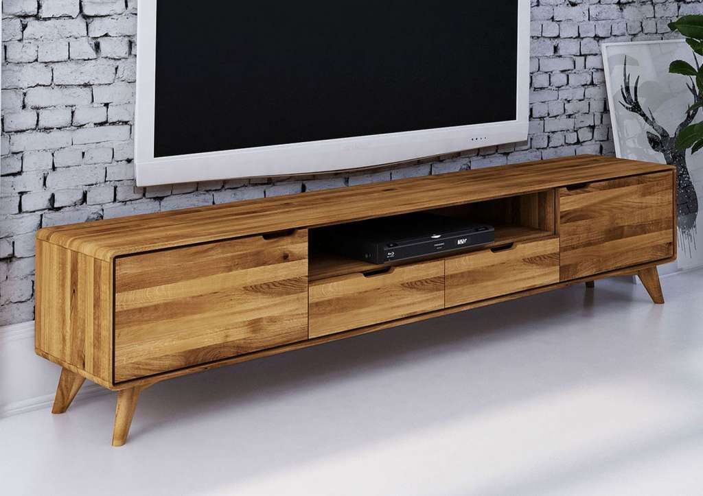 TV-Board Wildeiche 220x40x48 natur geölt MALMÖ #37