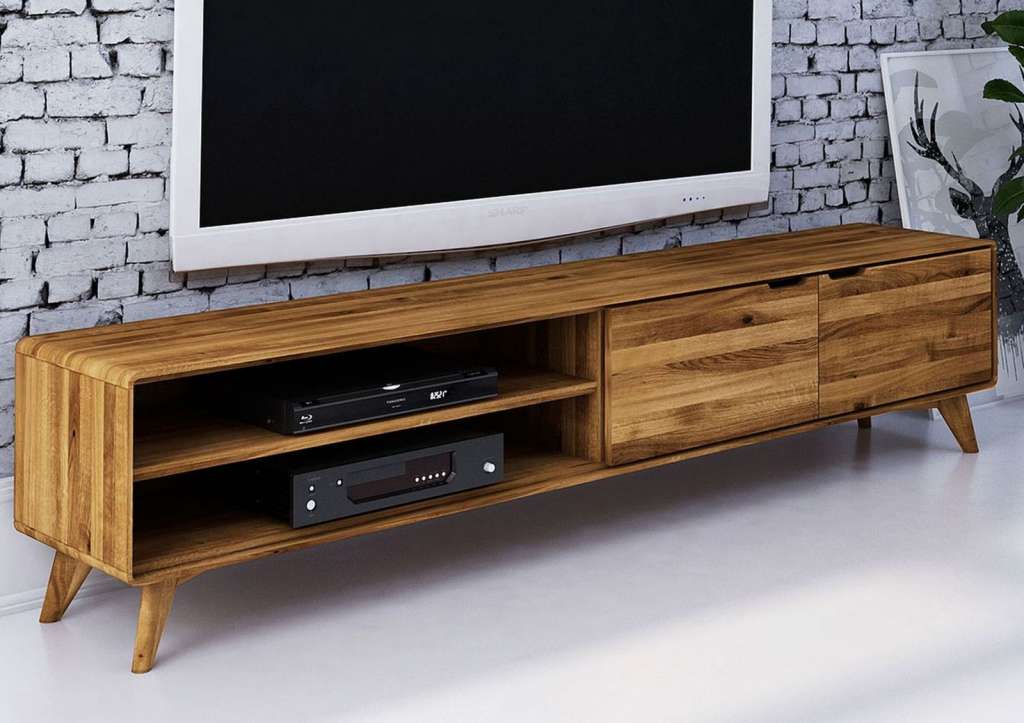 TV-Board Wildeiche 220x40x48 natur geölt MALMÖ #39