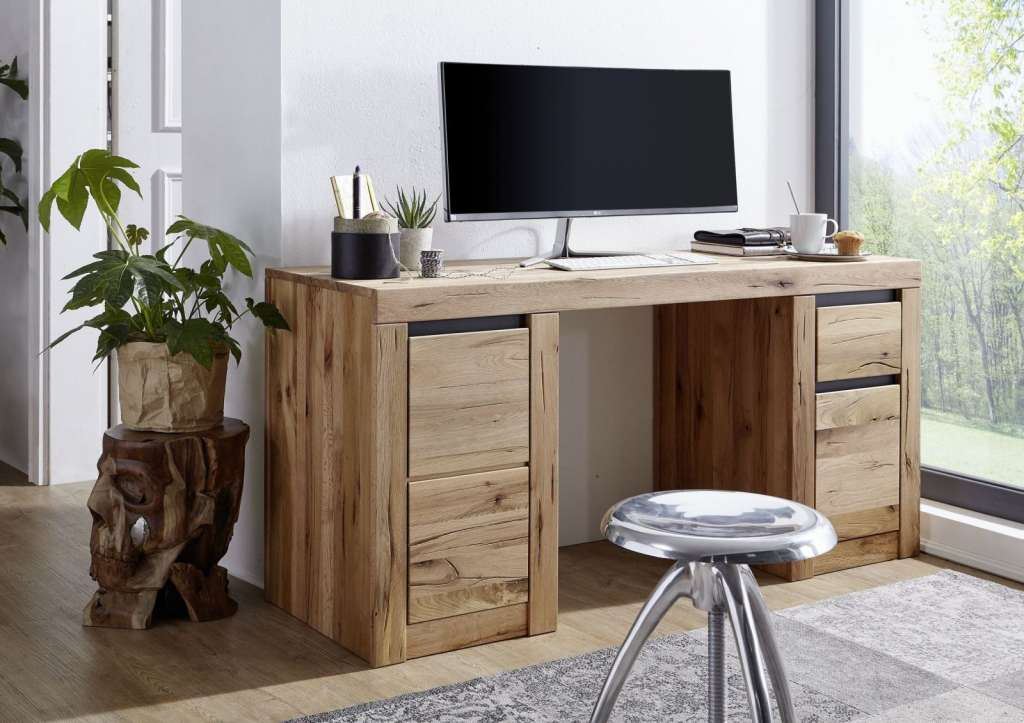 Schreibtisch Wildeiche 150x50x75 natur geölt MONTREUX #119